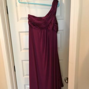 David’s Bridal cranberry one shoulder dress